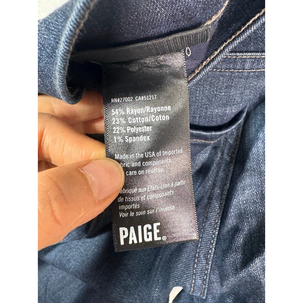 Paige Women Federal Slim Straight Leg Dark Wash Blue Denim Jeans Sz 34 Ultrasoft - Picture 9 of 12
